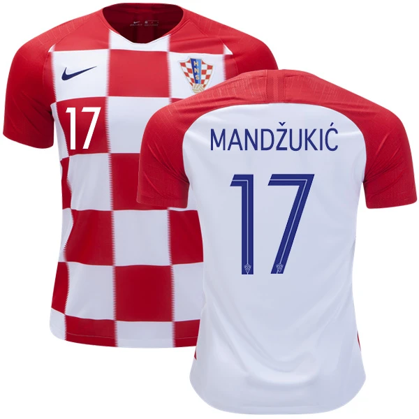 2018 World Cup #17 Men's Authentic Home Short Shirt - Mario Mandzukic Croatia Nike Red & White Soccer Jersey 2018 World Cup #17 Men's Authentic Home Short Shirt - Mario Mandzukic Croatia Nike Red & White Soccer Jersey
