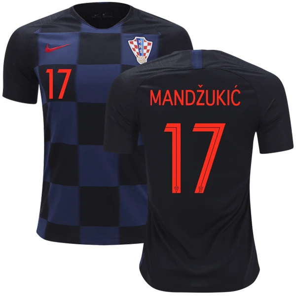 #17 Replica Croatia Youth Away Short Shirt : Mario Mandzukic 2018 World Cup Nike Black & Dark Navy Soccer Jersey #17 Replica Croatia Youth Away Short Shirt : Mario Mandzukic 2018 World Cup Nike Black & Dark Navy Soccer Jersey